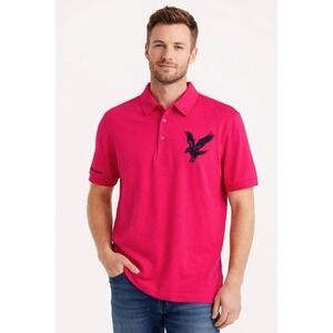 Lyle & Scott Heritage Mens Pink Pique Polo Shirt Large Eagle Logo Size 105 L